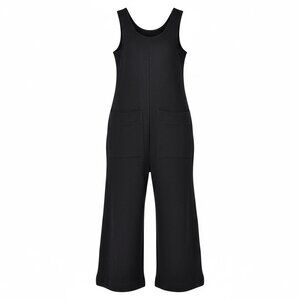 Ilana Kohn Milo Jumpsuit Medium Black Sleeveless Wide Leg Pockets Cropped Casual